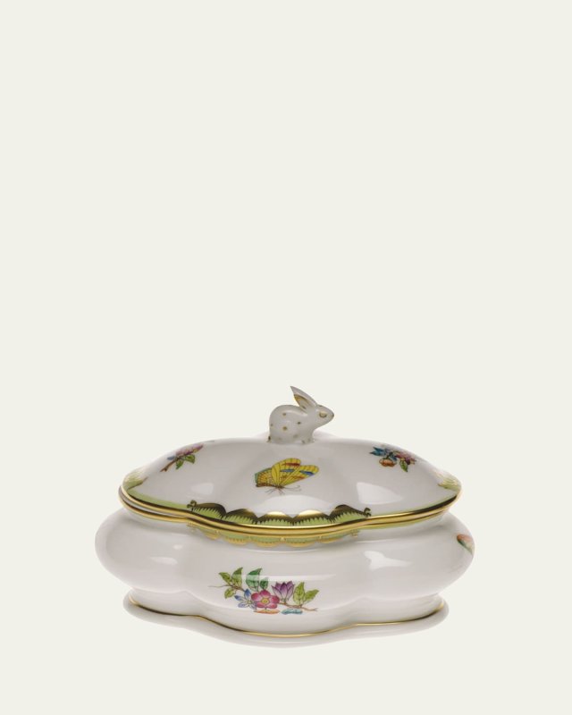 Queen Victoria Covered Porcelain Bonbon Box with Bunny